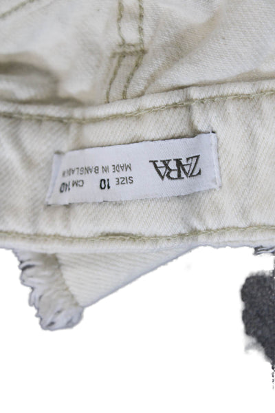 Zara Childrens Girls Denim Cut Off Shorts White Cotton Size 10