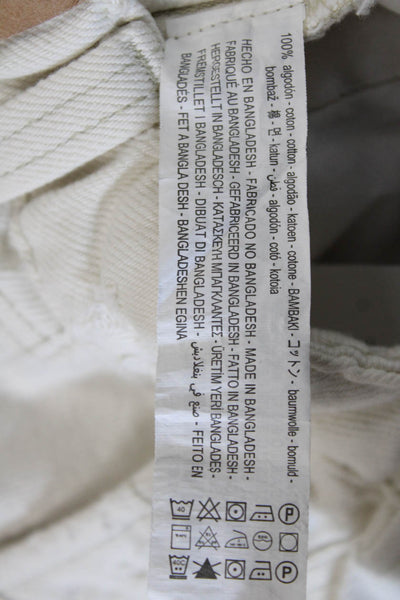 Zara Childrens Girls Denim Cut Off Shorts White Cotton Size 10