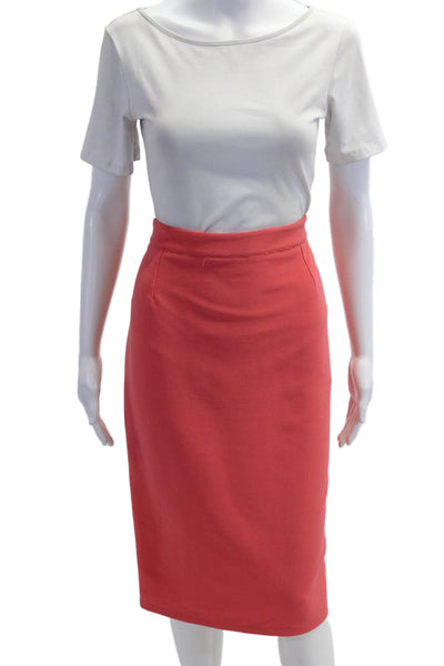 Halogen Women Straight Pencil Skirt Red Midi Size 14