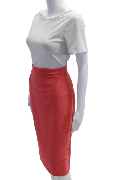 Halogen Women Straight Pencil Skirt Red Midi Size 14