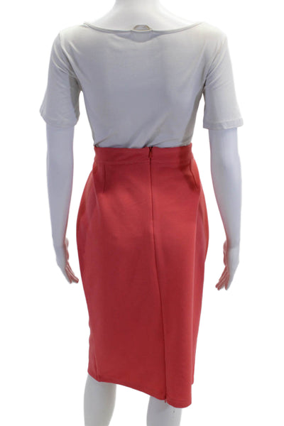 Halogen Women Straight Pencil Skirt Red Midi Size 14
