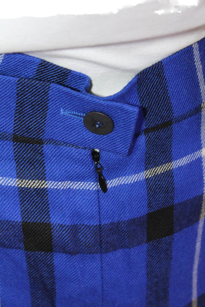 Escada Womens Straight Pencil Plaid Wool Short Skirt Blue Size 44