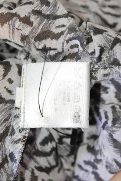 Escada Womens Silk Animal Print Collared Button Up Blouse Long Sleeve Size M