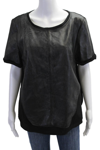 Halogen Womens Basic Biker Black Short Sleeve Round Neck T-Shirt Size XL