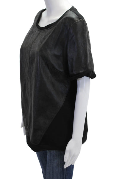 Halogen Womens Basic Biker Black Short Sleeve Round Neck T-Shirt Size XL