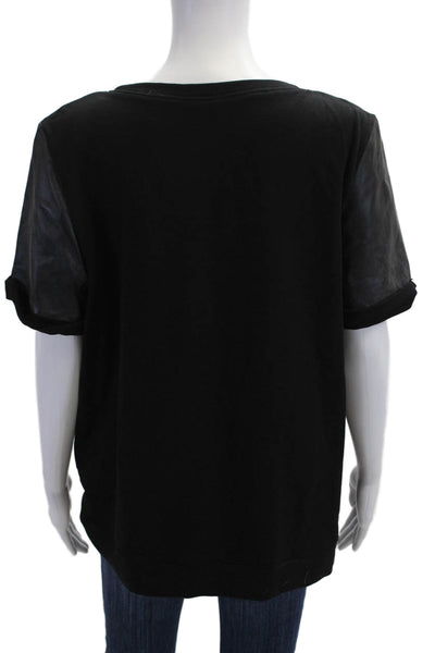 Halogen Womens Basic Biker Black Short Sleeve Round Neck T-Shirt Size XL