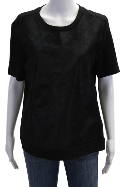 Lord & Taylor Women Basic Black Crew Neck Short Sleeve T-Shirt Size XL