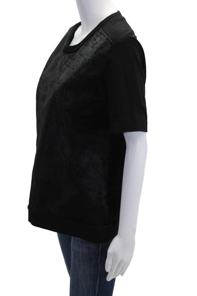 Lord & Taylor Women Basic Black Crew Neck Short Sleeve T-Shirt Size XL