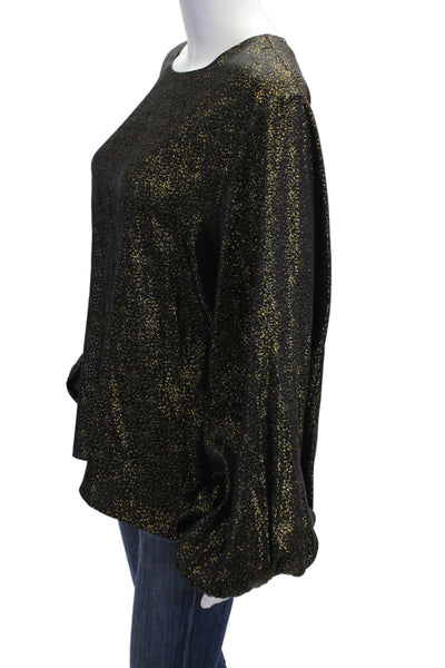 Nili Lotan Women Black Polyester Blend Hook & Eye Long Sleeve Blouse Size L