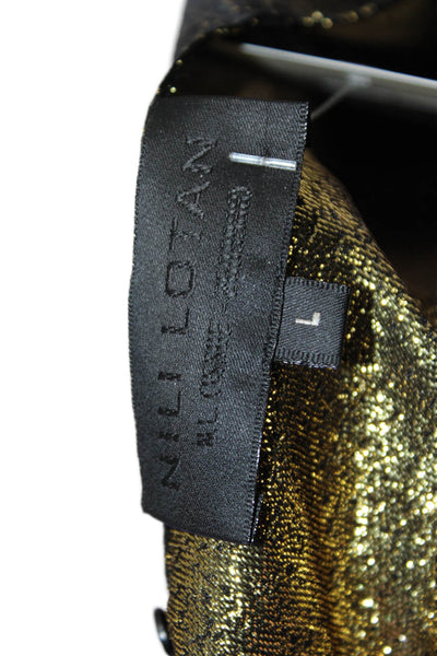 Nili Lotan Women Black Polyester Blend Hook & Eye Long Sleeve Blouse Size L