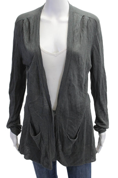 Classiques Entier Women Dark Gray Linen Blend Cardigan Long Sleeve Size M