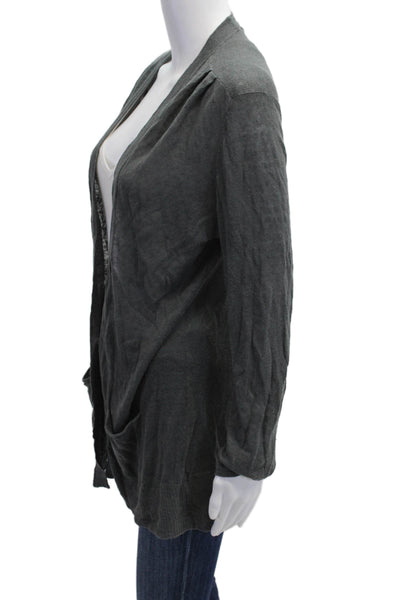 Classiques Entier Women Dark Gray Linen Blend Cardigan Long Sleeve Size M