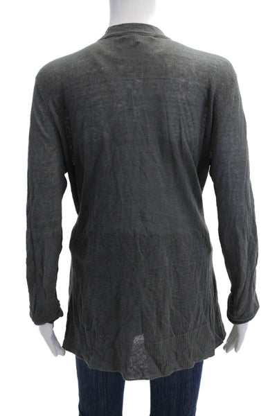 Classiques Entier Women Dark Gray Linen Blend Cardigan Long Sleeve Size M