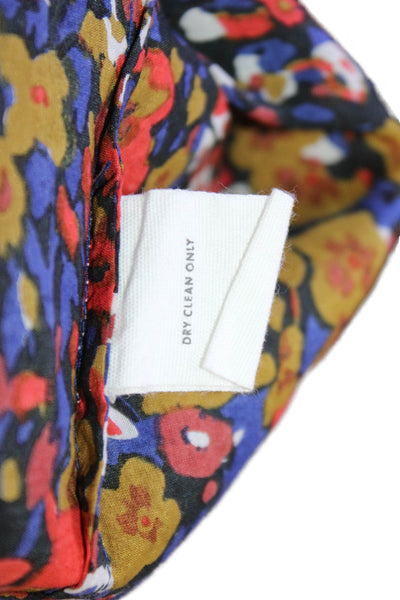 A Piece Apart Womens Dark Blue Floral Midi Dress Bohemian Cotton Silk Size L