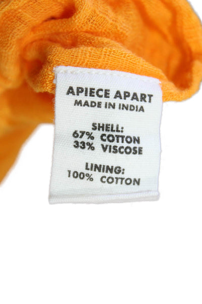 A Piece Apart Women Shirt Dress Yellow Midi Short Sleeve Size L
