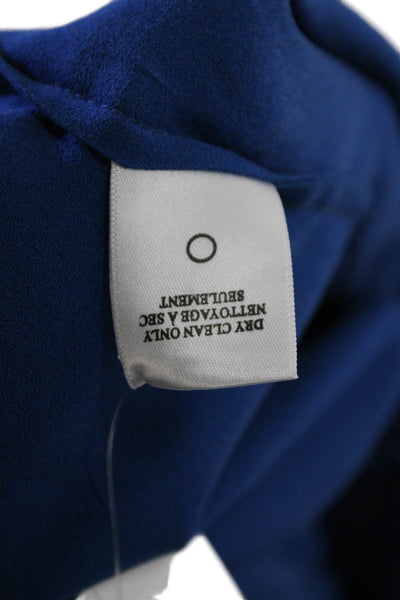 ALC Womens Silk Shirt Dress Blue High Neck Button Mini Size M