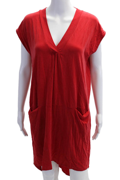 Dolan Women Shift Dress Red V Neck Short Sleeve Size M