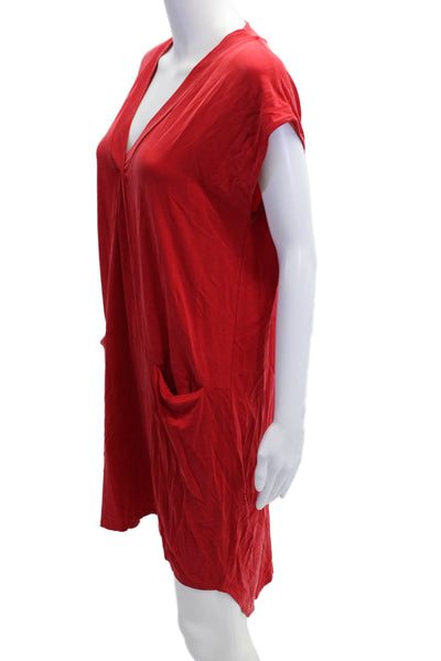 Dolan Women Shift Dress Red V Neck Short Sleeve Size M