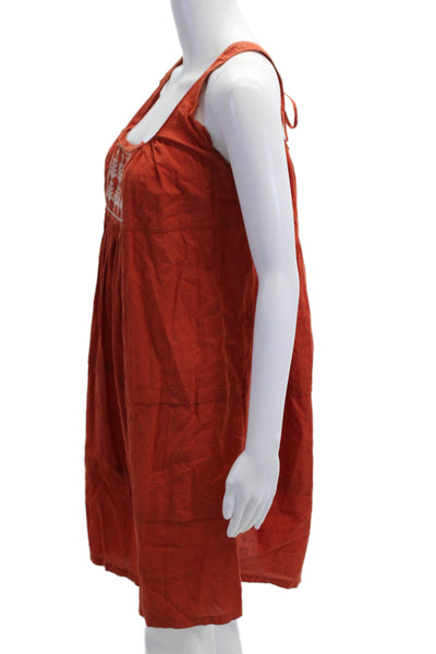Nili Lotan Women Tank Sundress Orange Cotton Blend Sleeveless Size M