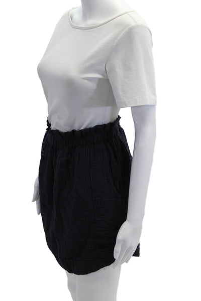 Xirena Women Peasant Mini Skirt Dark Blue 100% Cotton Size M