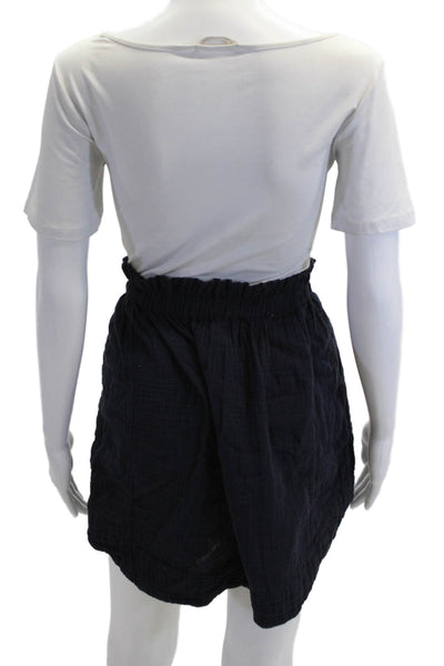 Xirena Women Peasant Mini Skirt Dark Blue 100% Cotton Size M