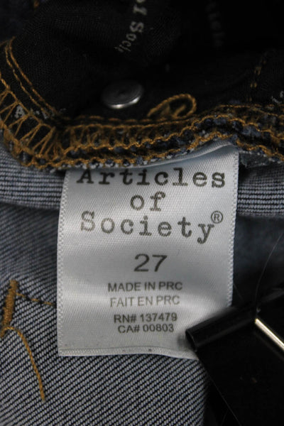 Articles of Society Womens Skinny Jeans Dark Blue Button Mid Rise Size 27