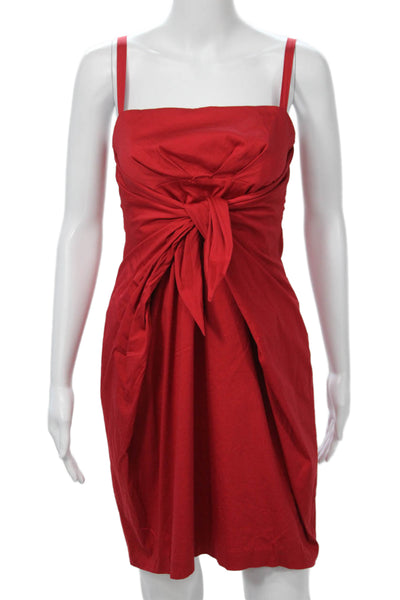 Cynthia Steffe Womens Red Sundress Square Neck Tie Waist Short Size 2