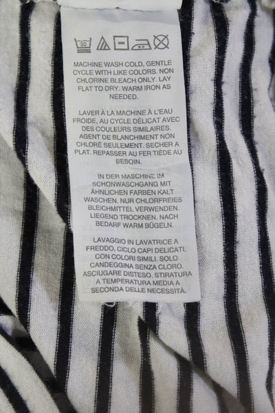 J Crew Women Striped Jersey T-Shirt Black Viscose Long Sleeve Size XS