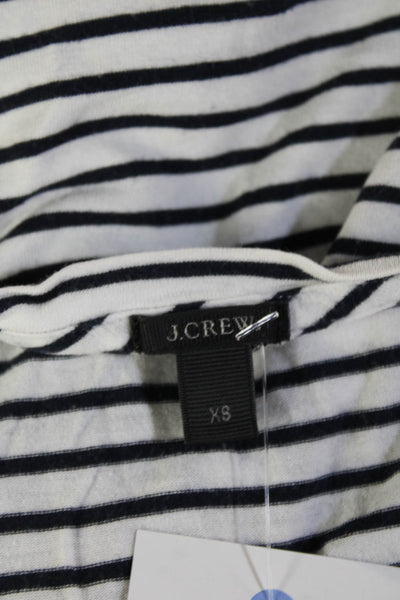 J Crew Women Striped Jersey T-Shirt Black Viscose Long Sleeve Size XS