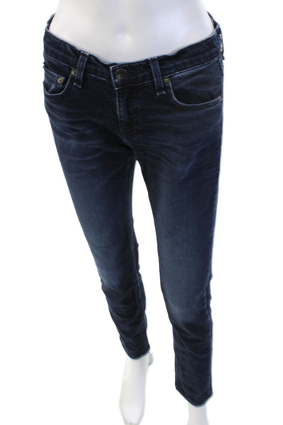 Rag & Bone Women Dark Blue Skinny Jeans Button Fly 28 Inseam Size 25