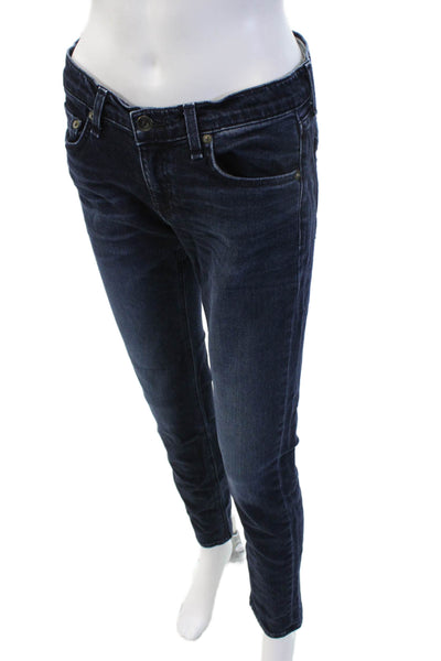 Rag & Bone Women Dark Blue Skinny Jeans Button Fly 28 Inseam Size 25