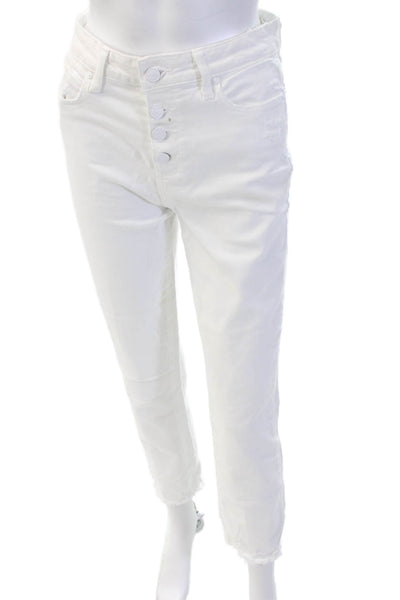 Paige Womens White Boyfriend Cropped Jeans 98% Cotton 2% Elastane Size 26