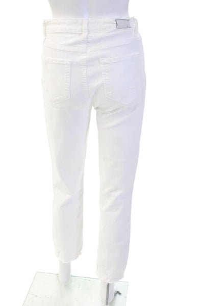 Paige Womens White Boyfriend Cropped Jeans 98% Cotton 2% Elastane Size 26