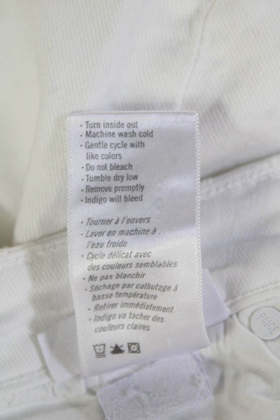 Paige Womens White Boyfriend Cropped Jeans 98% Cotton 2% Elastane Size 26