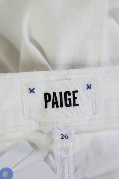 Paige Womens White Boyfriend Cropped Jeans 98% Cotton 2% Elastane Size 26