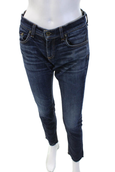 Rag & Bone Womens Skinny Cropped Ankle Jeans Dark Blue Mid Rise 28 Size 25