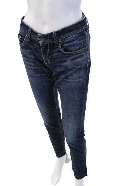 Rag & Bone Womens Skinny Cropped Ankle Jeans Dark Blue Mid Rise 28 Size 25
