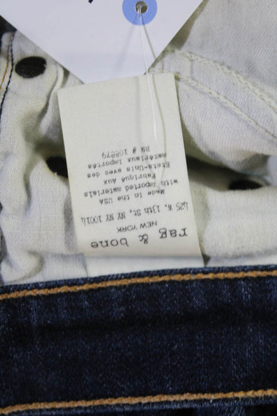 Rag & Bone Womens Skinny Cropped Ankle Jeans Dark Blue Mid Rise 28 Size 25