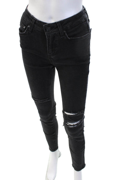 Paige Women Skinny Black Jeans Mid Rise Inseam 28 Size 26