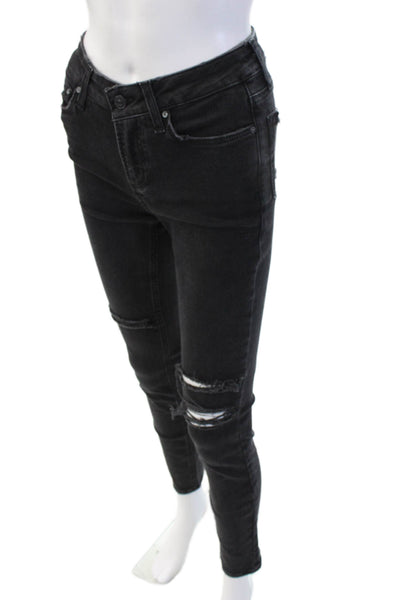 Paige Women Skinny Black Jeans Mid Rise Inseam 28 Size 26