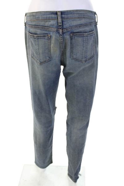 Rag & Bone Unisex Cropped Straight Jeans Blue Button Mid Rise Inseam 28 Size 26