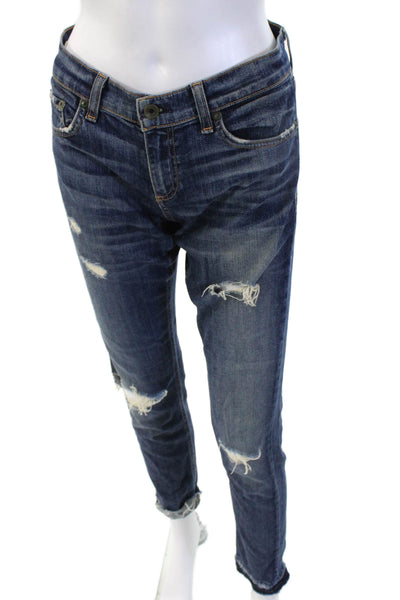 Rag & Bone Womens Boyfriend Cropped Dark Blue Jeans Size 26