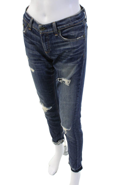 Rag & Bone Womens Boyfriend Cropped Dark Blue Jeans Size 26