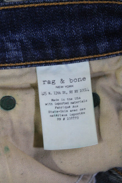 Rag & Bone Womens Boyfriend Cropped Dark Blue Jeans Size 26