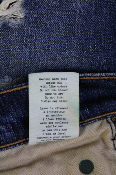 Rag & Bone Womens Boyfriend Cropped Dark Blue Jeans Size 26