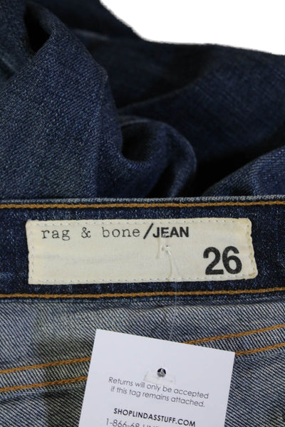 Rag & Bone Womens Boyfriend Cropped Dark Blue Jeans Size 26