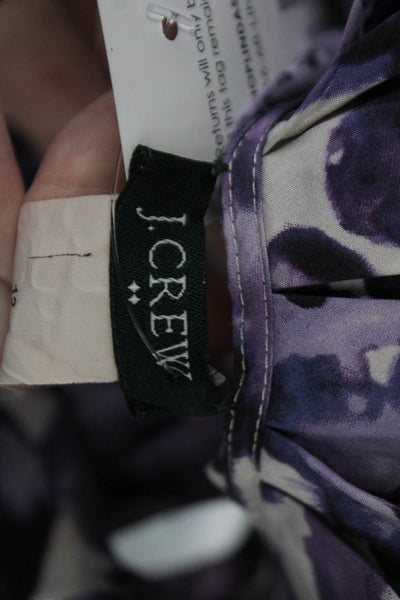 J Crew Women Purple Silk Floral Sleeveless High Neck Blouse Size 12