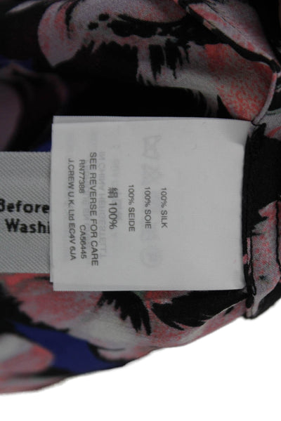 J Crew Womens Silk V-Neck Floral Tunic Blouse Sleeveless Button Black Size 12