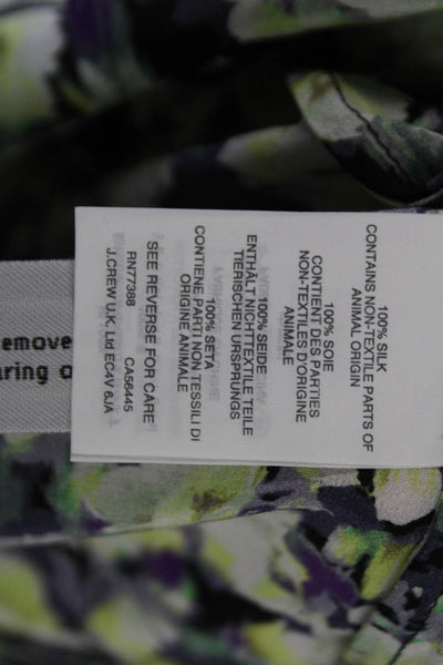 J Crew Women Sleeveless Silk Floral Crew Neck Blouse Black Size 10