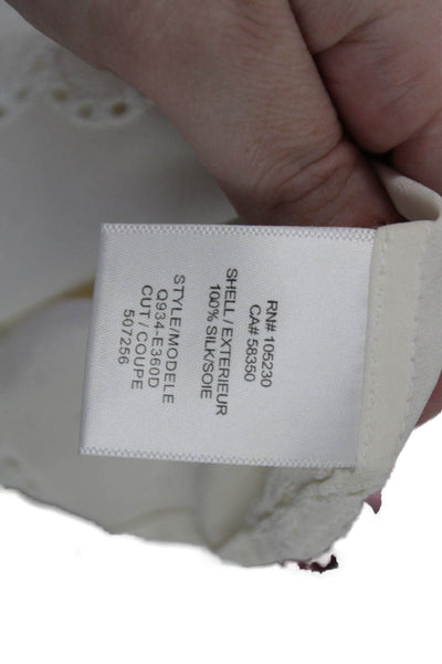 Equipment Femme Women White Silk Collared Sleeveless Tunic Button Up Size M